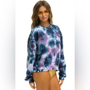 Aviator Nation Purple and Blue Tie-Dye Sweatshirt